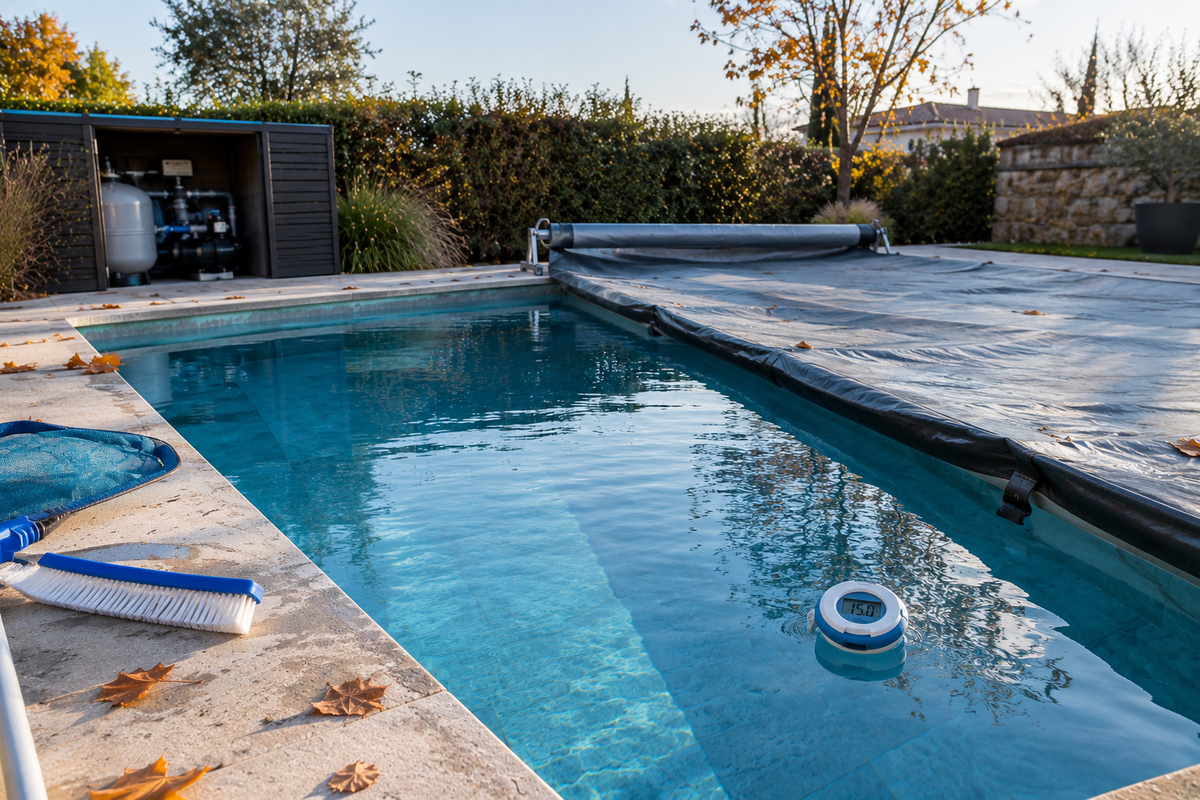 Invernar la piscina son diez gestos y una tarde, en este orden