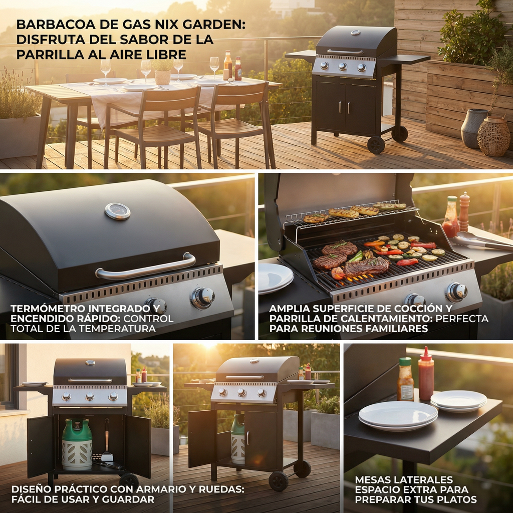 Gasgrill mit 3 Brennern für Garten und Terrasse