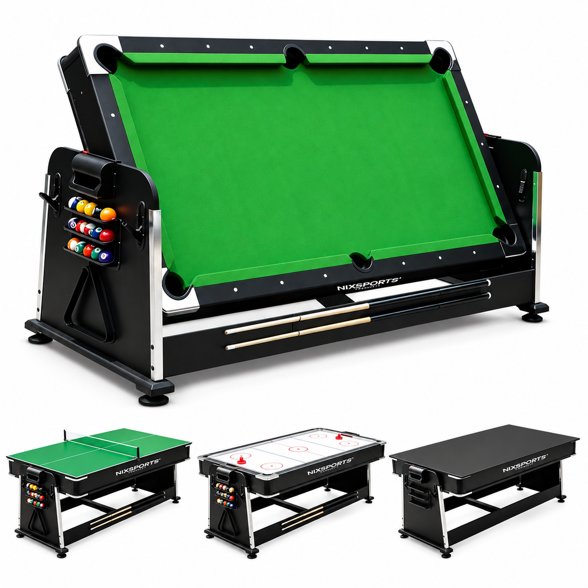 Mesa Multijuegos 3 En 1 Billar Y Ping Pong 210 Cm
