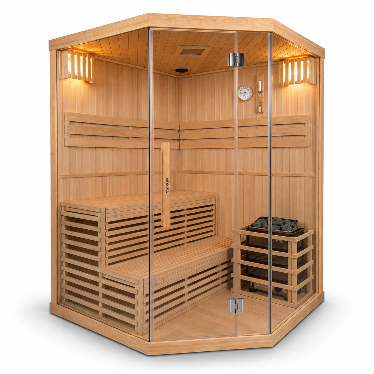 Sauna Finlandesa para casa Esquina 4-5 Personas Hemlock Canadiense