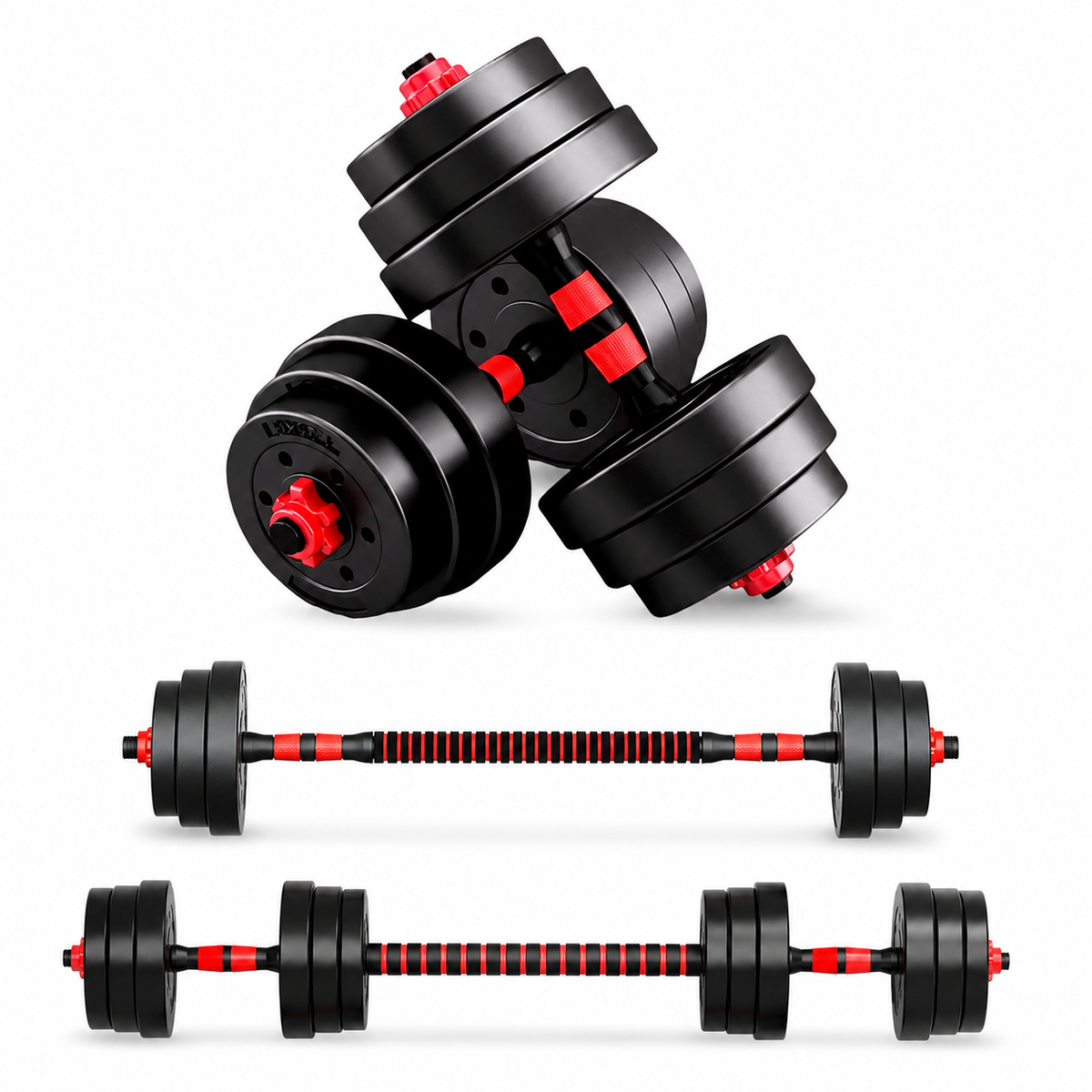 Mancuernas Ajustables Con Barra Extensible 20 Kg Kit Multifunción