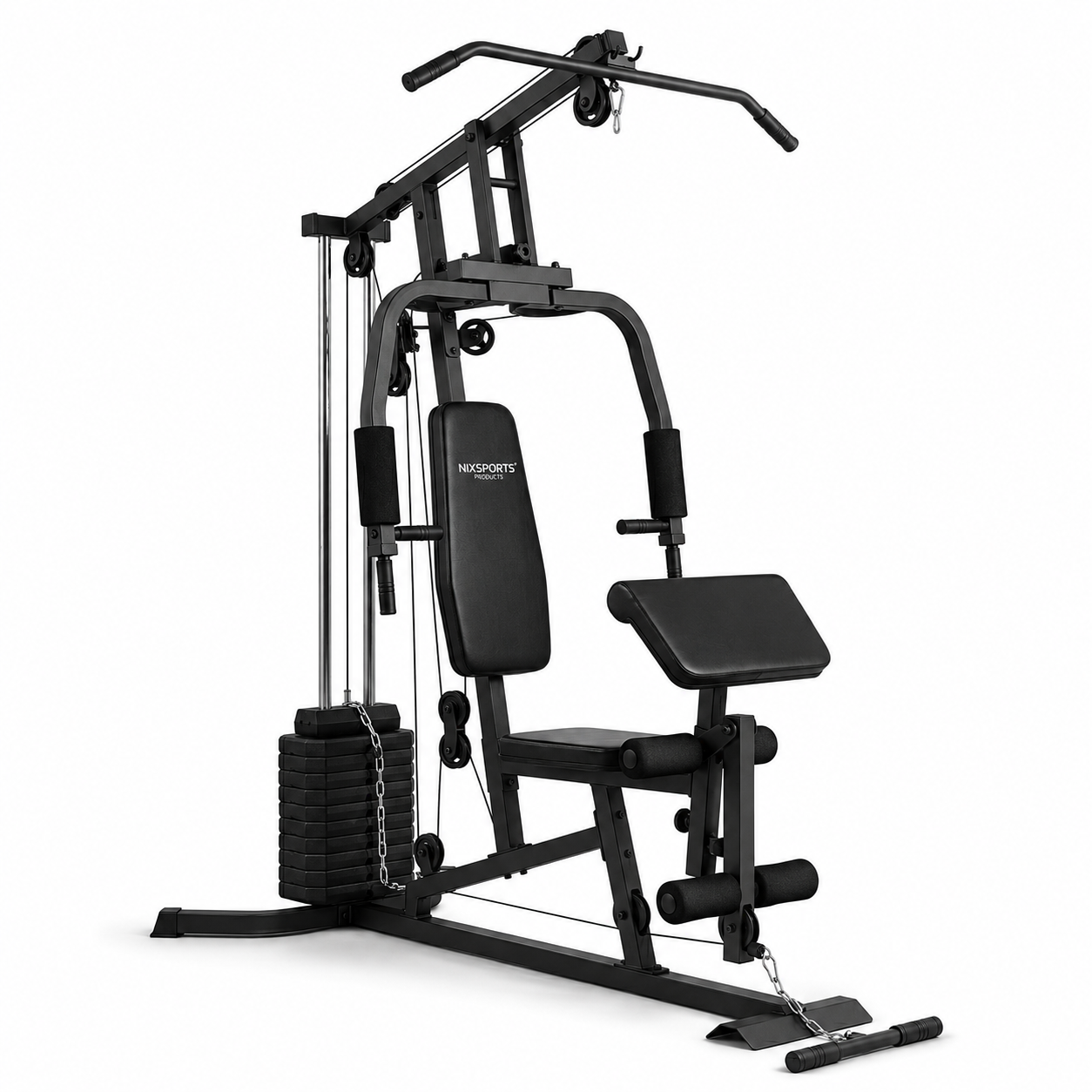 Station de musculation multifonction avec poulies et banc ergonomique