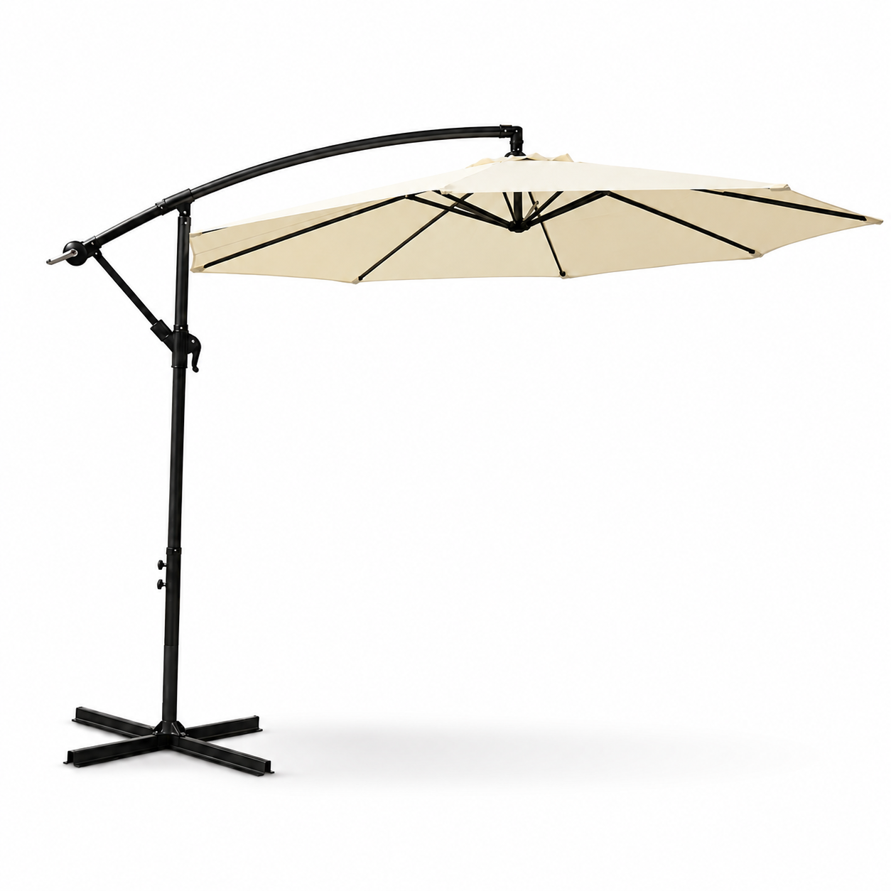Sombrilla Lateral 3 metros Inclinable 360° Con Mástil Y Manivela Beige Sin Base