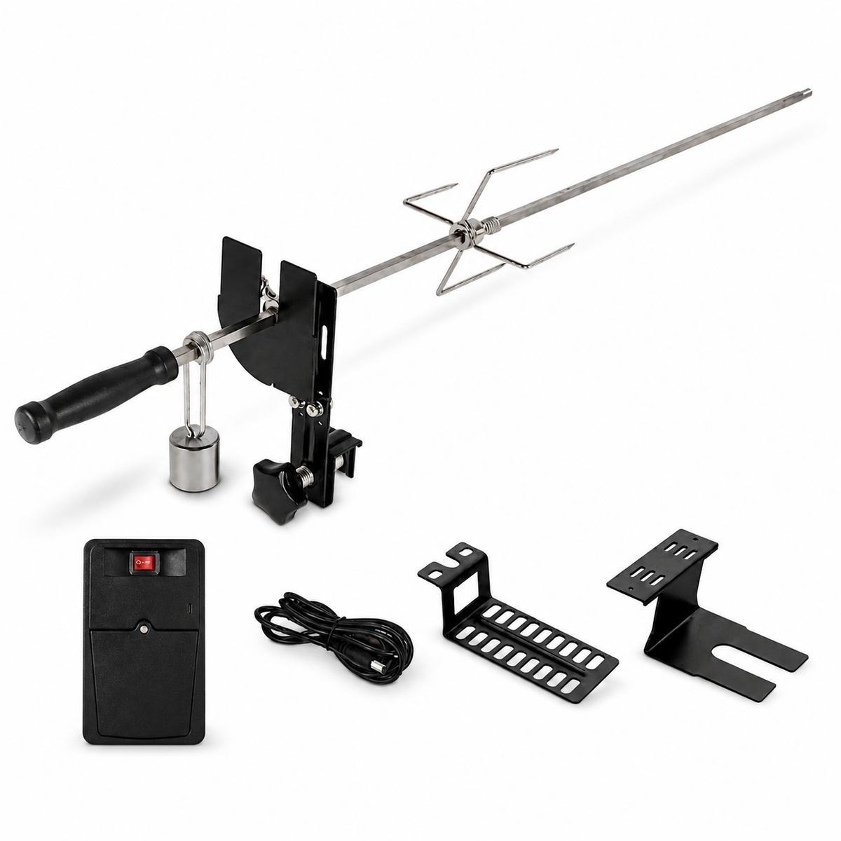 Kit de Assador Giratório para Barbecue com Motor e Eixo Inoxidável
