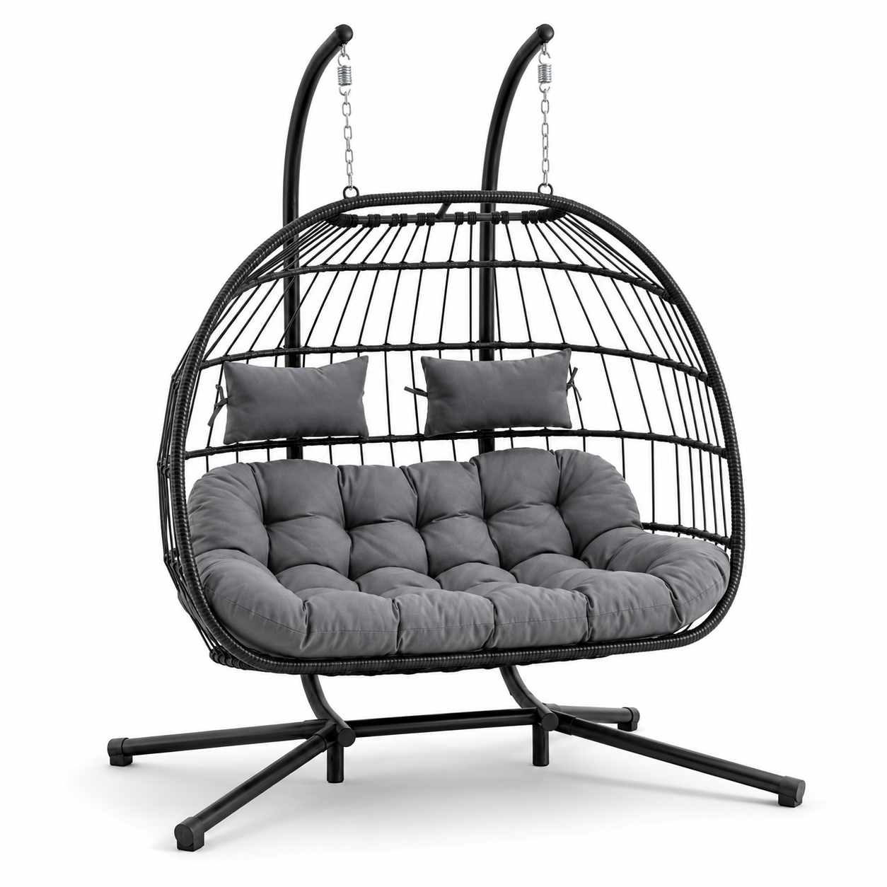 Chaise Suspendue Double Œuf 2 Personnes Gris