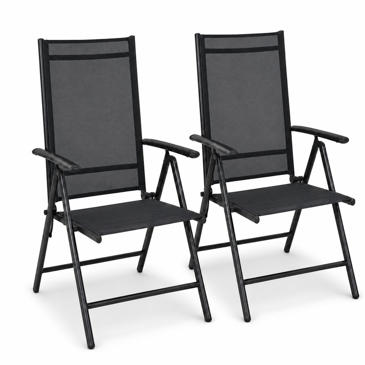 Sillas Plegables De Jardín Pack De 2 Aluminio Antracita Con Asiento Textil