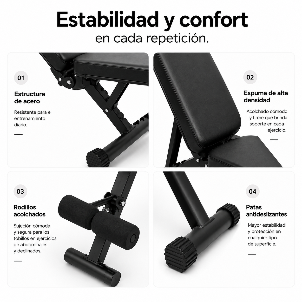 Banco de Musculación Plegable Respaldo Ajustable 7 Posiciones