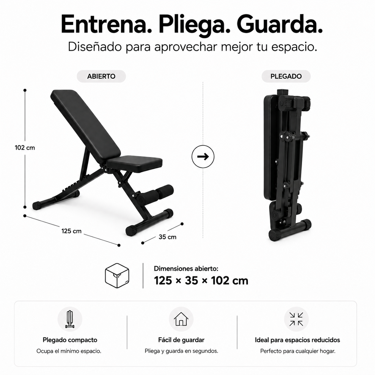 Banco de Musculación Plegable Respaldo Ajustable 7 Posiciones