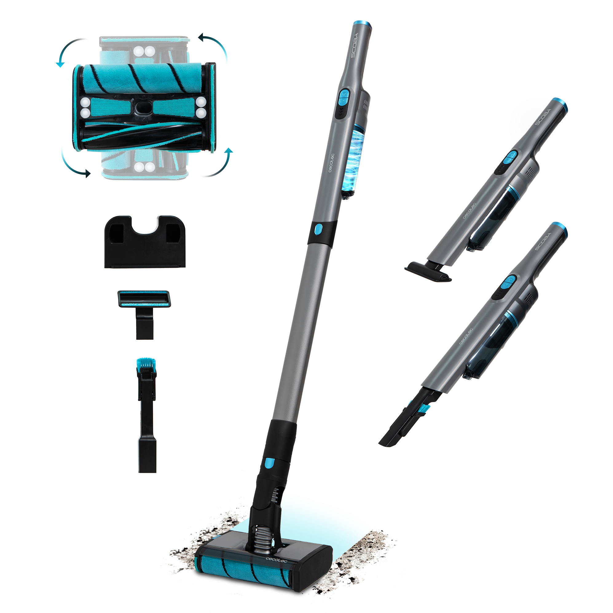 Cecotec Scoba 2100 Twice Ultralighter Omnidirektionaler Bürstsauger 0,73 kg Digitaler Brushless-Motor ForceSonic