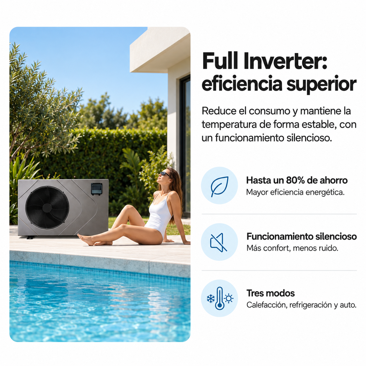 Bomba de calor para piscina Full Inverter WiFi Nix Pool