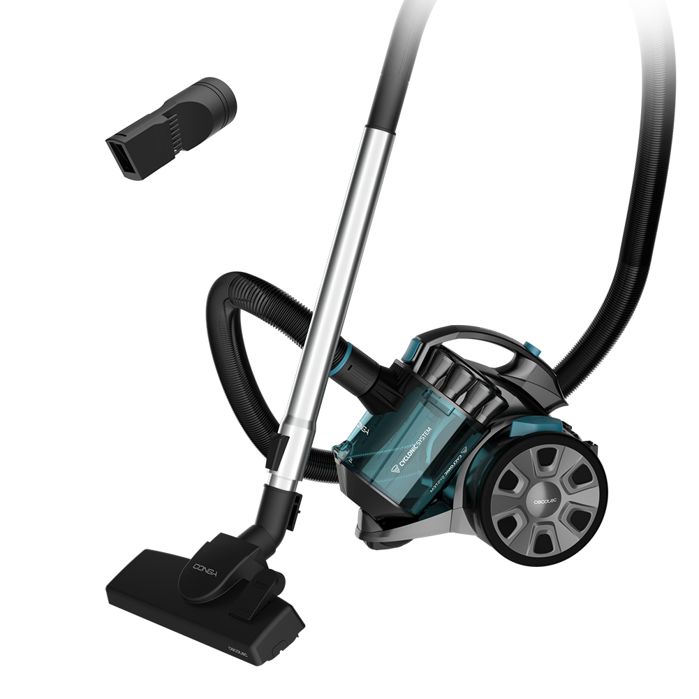Cecotec Conga Rockstar Cyclonic Xtreme Staubsauger 800 W hohe Leistung, 2 L Behälter und Räder für bequemen Transport