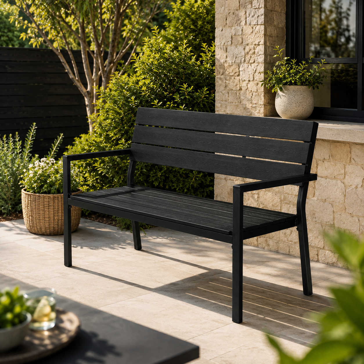 Gartenbank für 2 Personen mit ergonomischer Rückenlehne