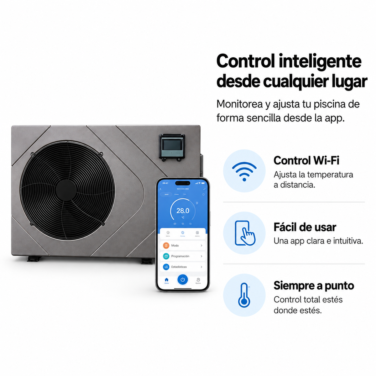 Bomba de calor para piscina Full Inverter WiFi Nix Pool