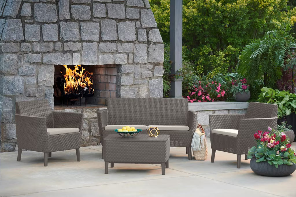 Keter - Außenmöbel-Set für 4 Personen Salemo Lounge Cappuccino