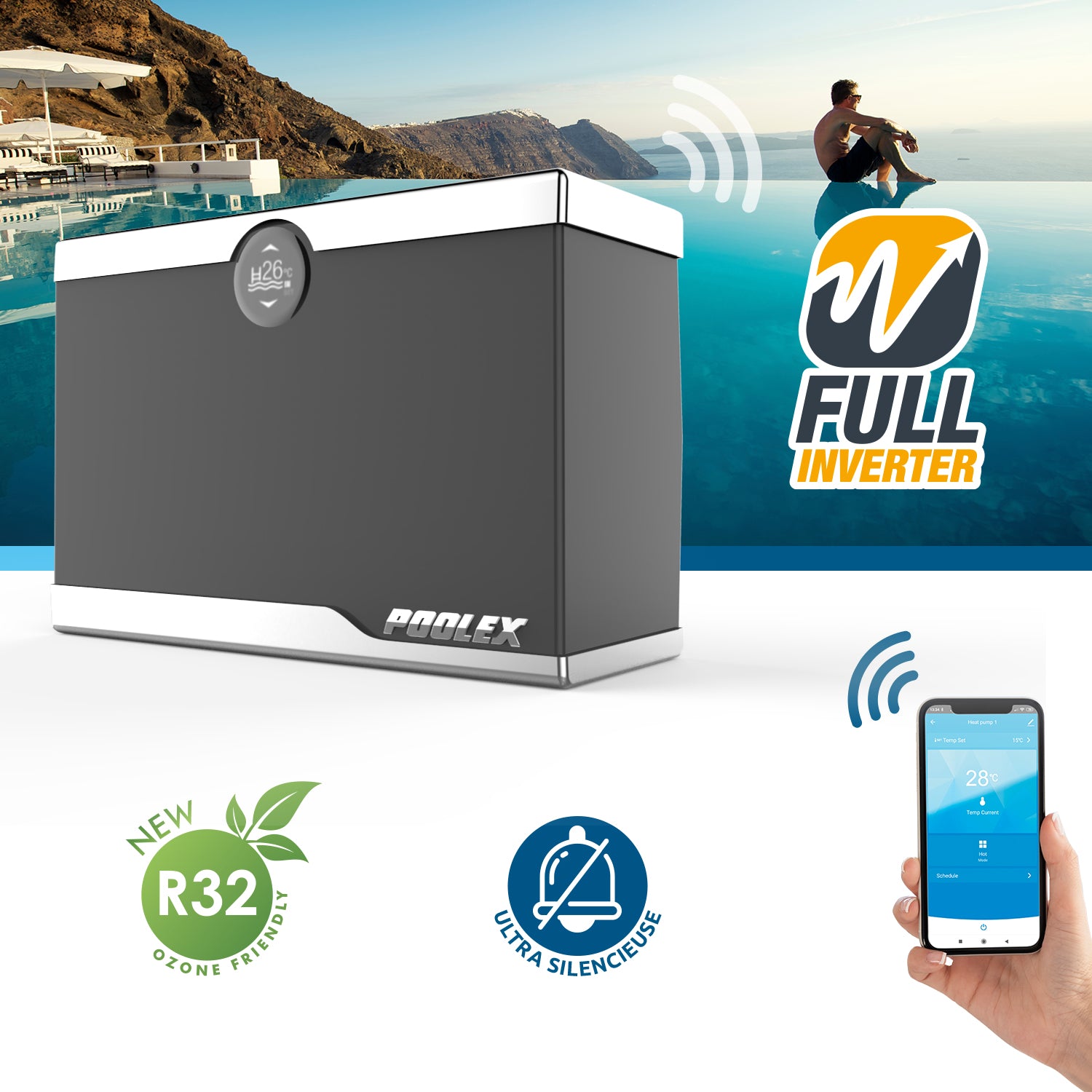 Poolex - Silent Max bomba de calor Full Inverter para piscina