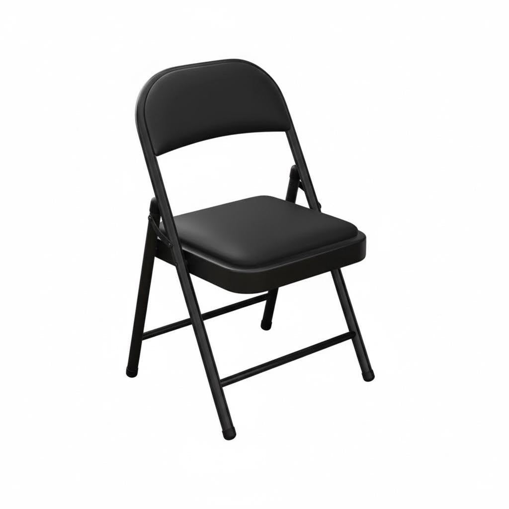 Sedia Pieghevole Imbottita in Acciaio Nero