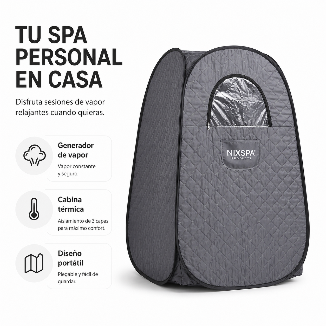 Sauna portable à vapeur avec cabine pliante et générateur indépendant