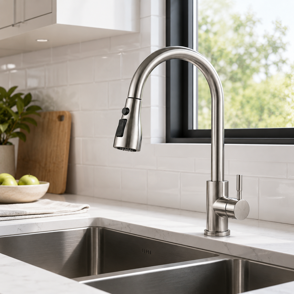 Grifo de Cocina Giratorio 360° Acero Inoxidable