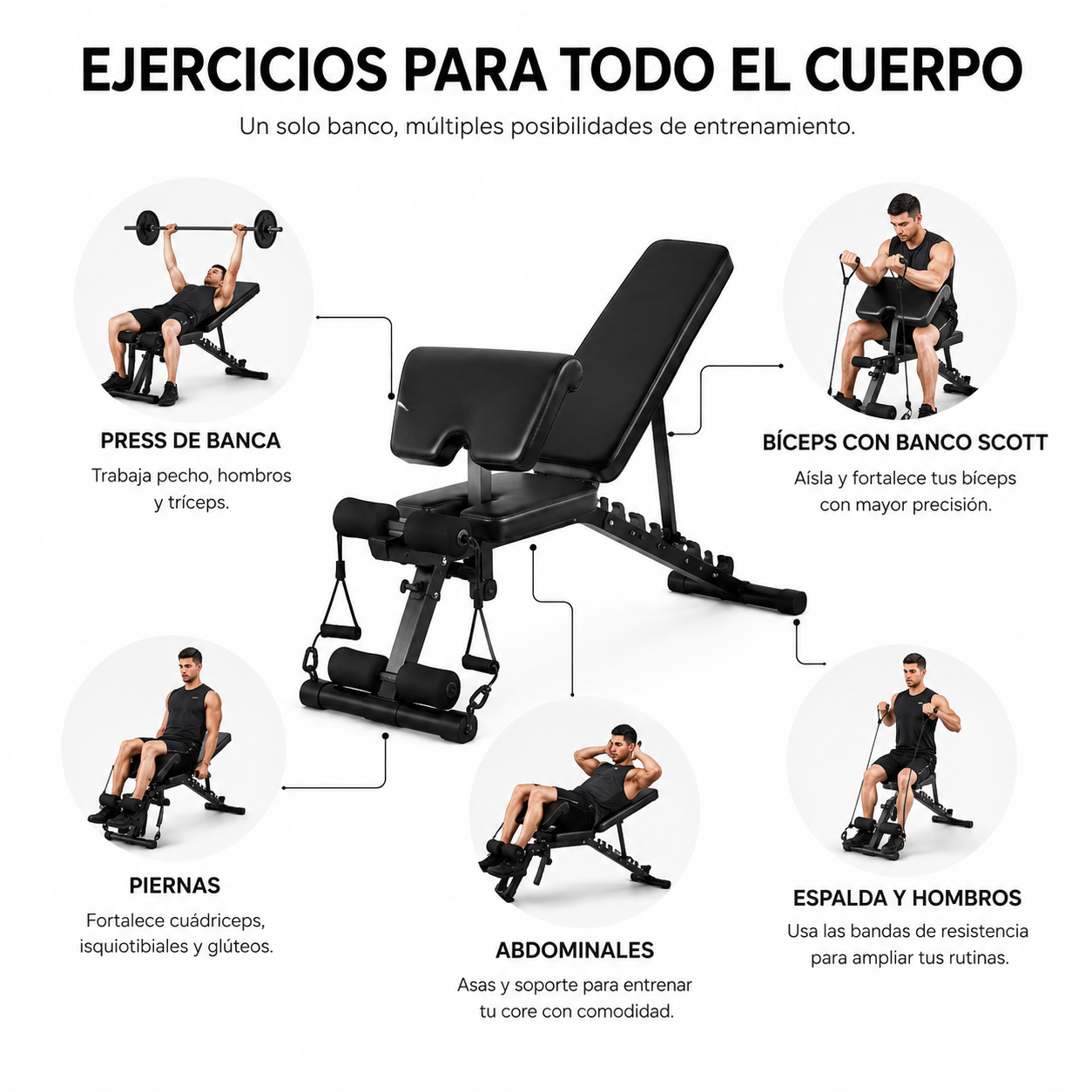 Banco De Musculación Plegable 2 En 1 Scott 120 Kg