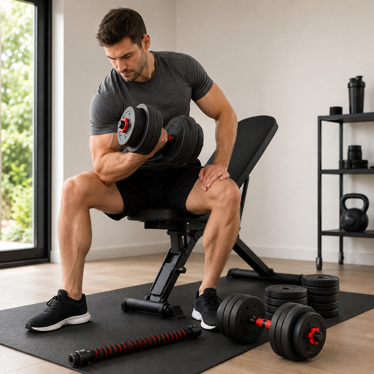 Manubri Regolabili con Barra Multifunzionale 30 Kg