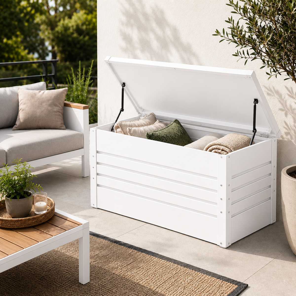 Arcón Metálico Exterior Con Tapa Hidráulica Y Cerradura Para Jardín