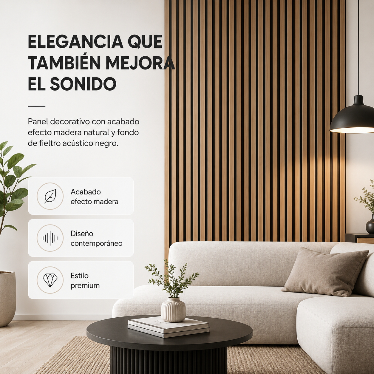 Pannello Acustico Decorativo MDF Effetto Legno con Feltro 120x60 cm Confezione da 4
