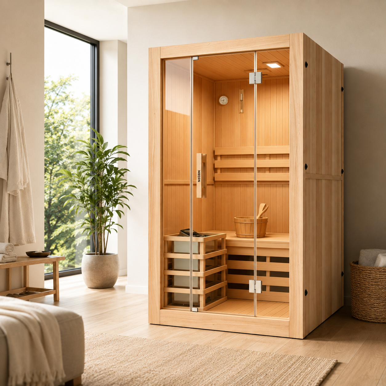 Sauna Finlandesa para casa 2 Personas Madera Hemlock Canadiense