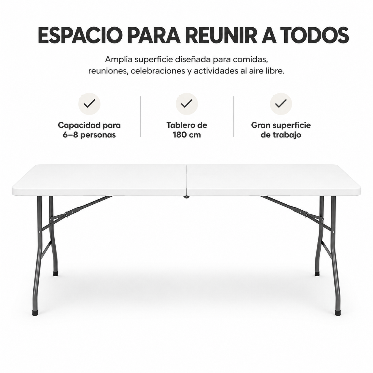 Mesa Plegable Jardín Portátil 180x70x72 cm