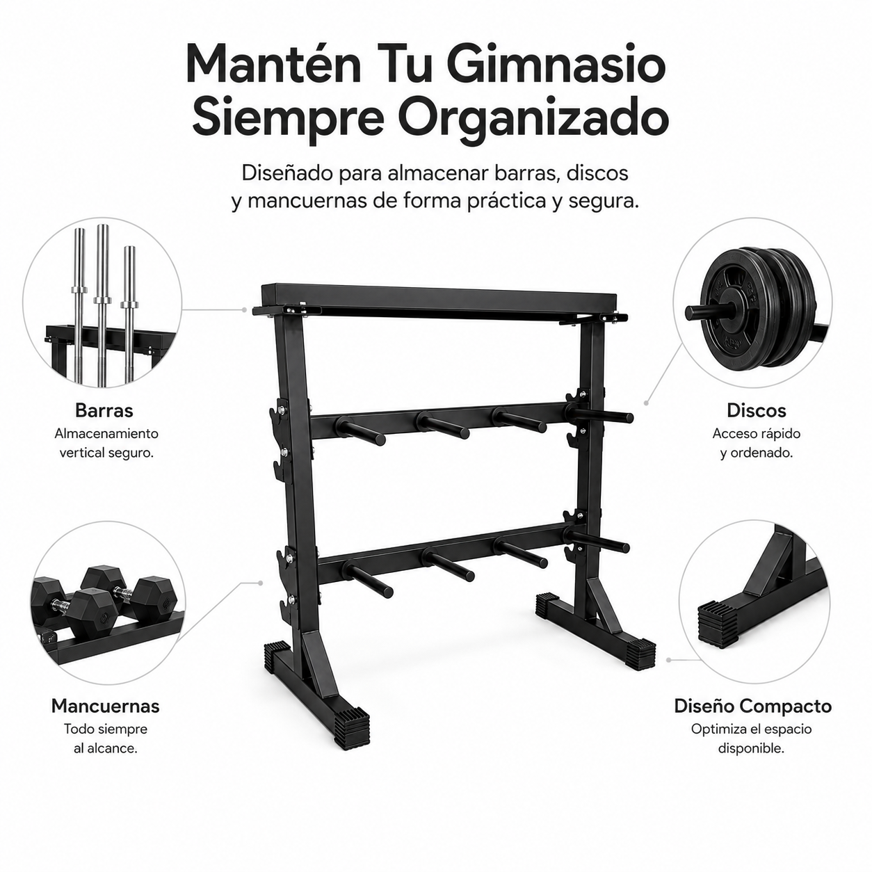Soporte Para Mancuernas Y Barras Rack Para Gimnasio En Casa