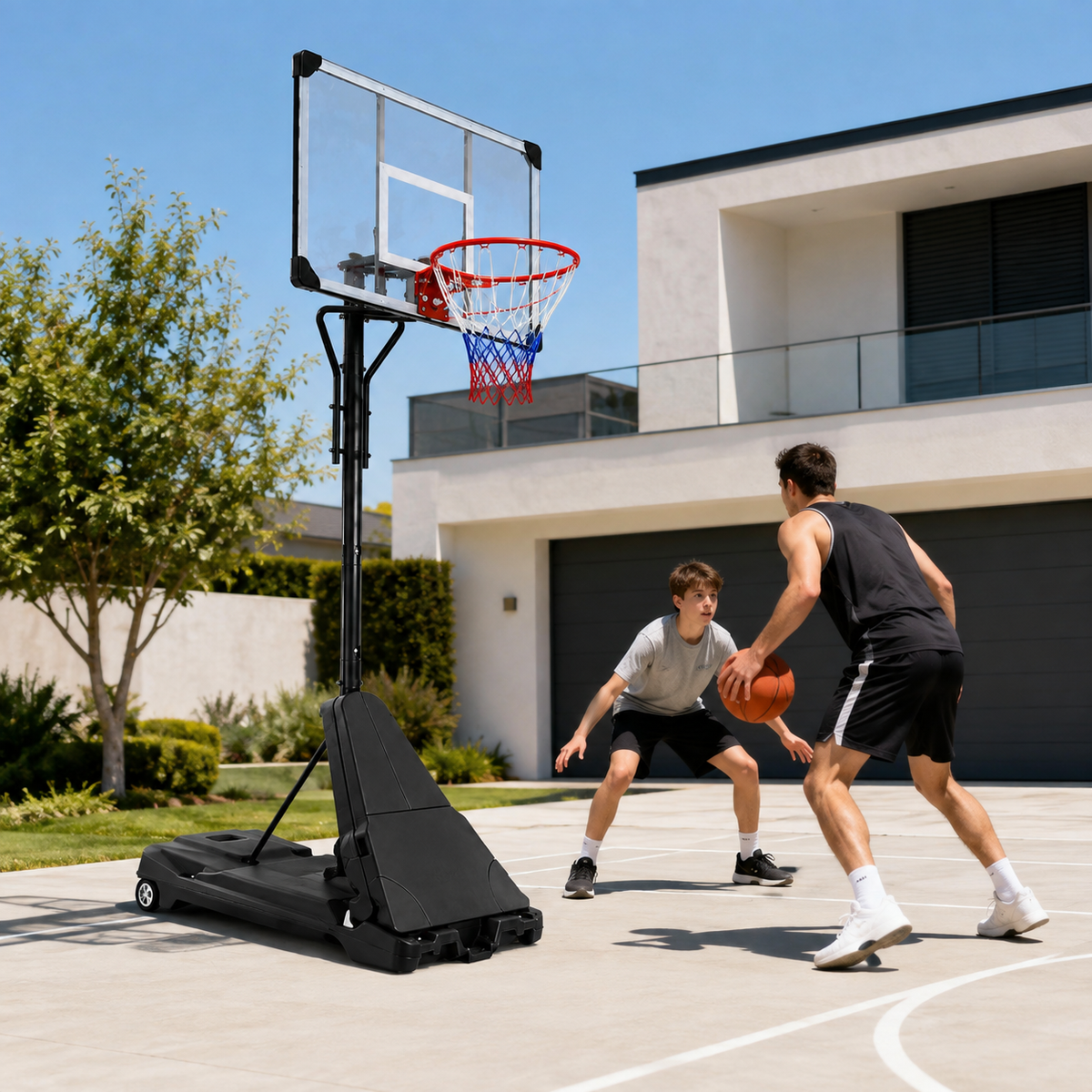 Canasta de Baloncesto Portátil con Altura Regulable 2,45-3,05 m