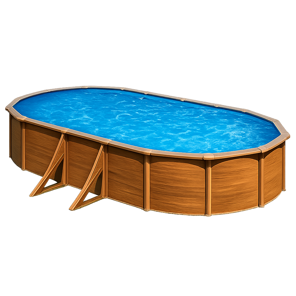 Piscina Elevada Gre Wet Ovalada Imitación Madera
