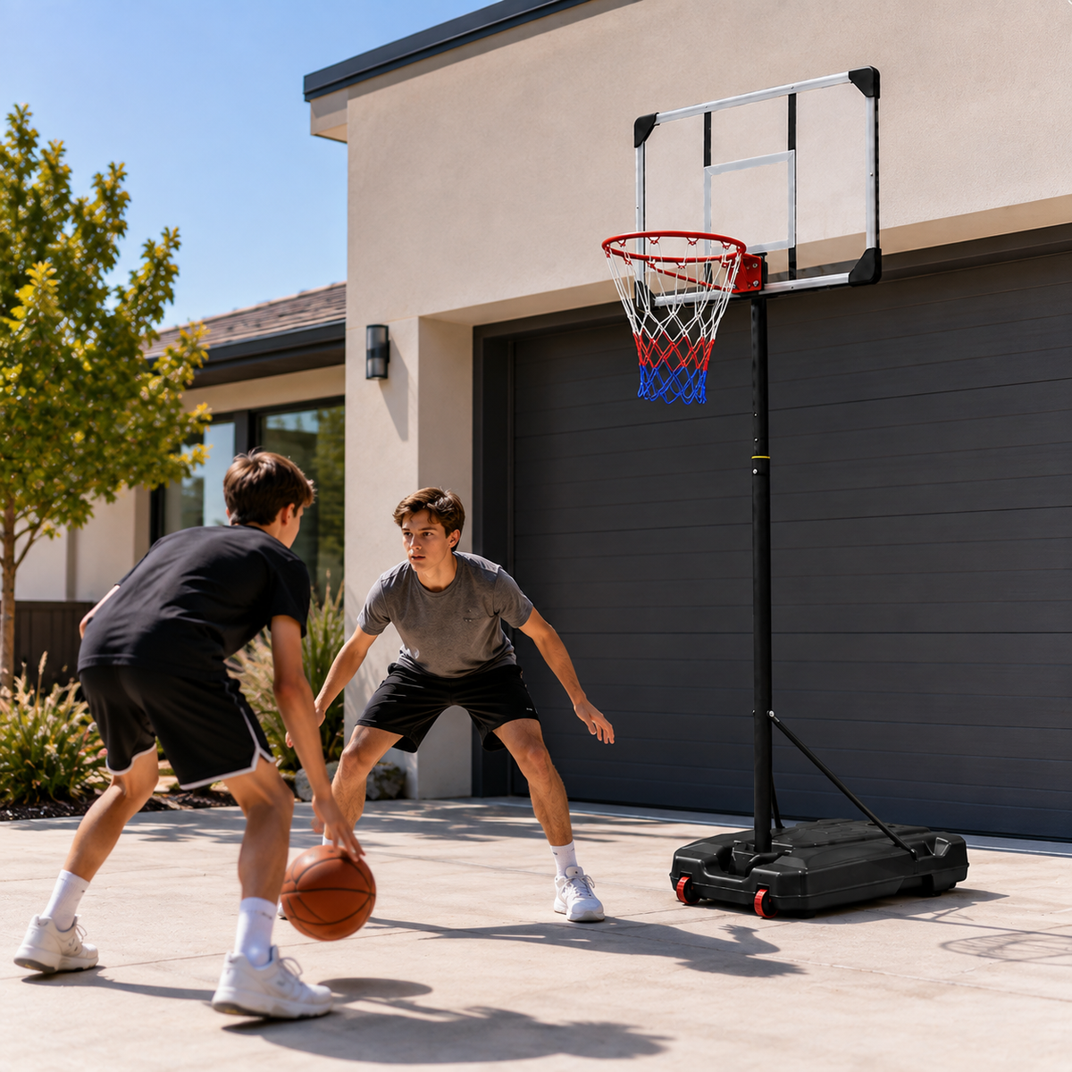 Verstellbarer tragbarer Basketballkorb 1,6-2,1 m mit Rollenbasis