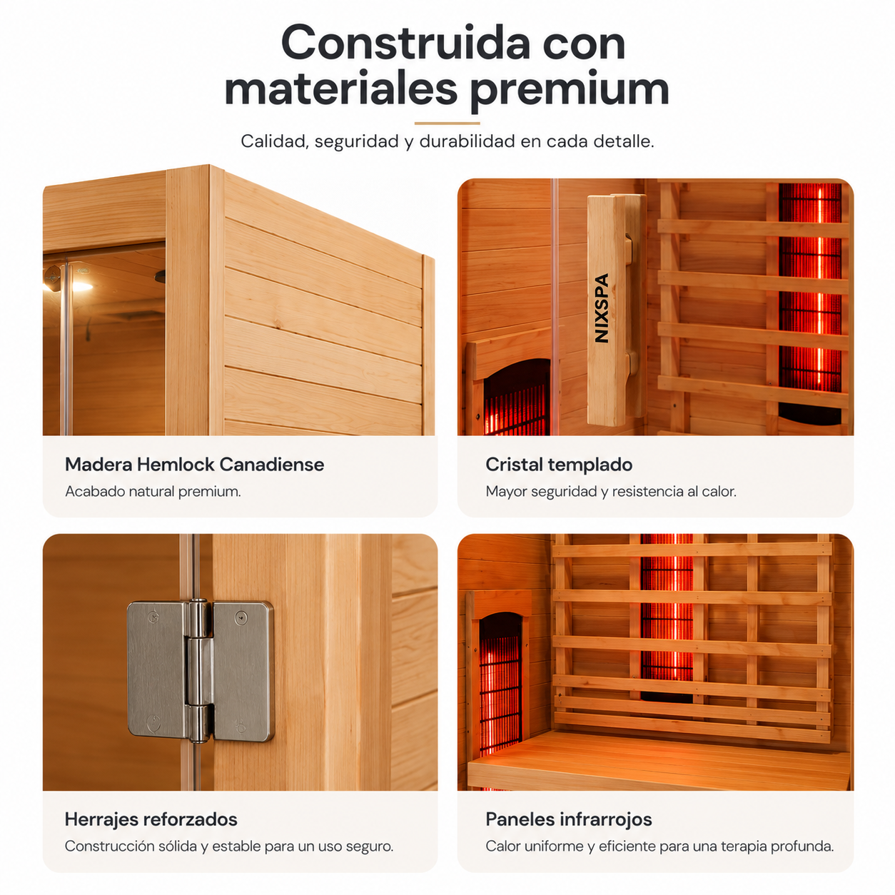 Sauna de infrarrojos para casa 2 personas con 5 paneles, Bluetooth y control digital