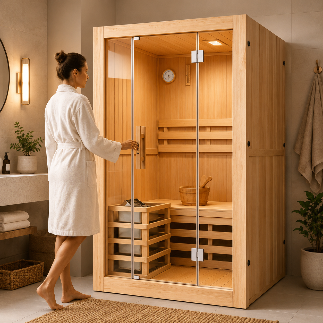 Sauna Finlandesa para casa 2 Personas Madera Hemlock Canadiense