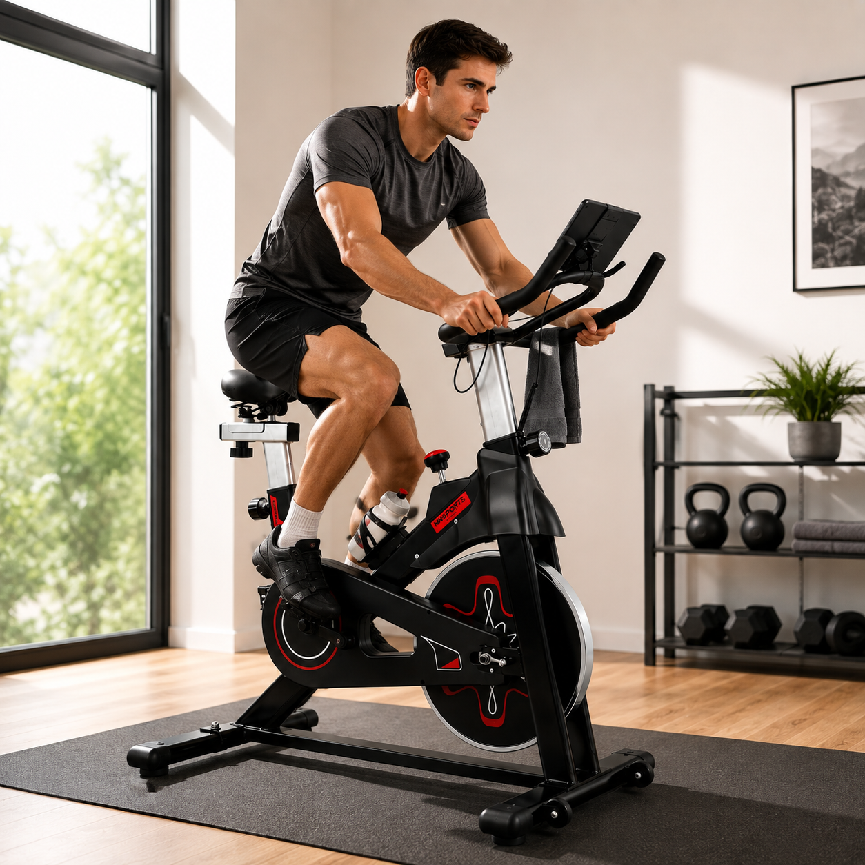 Bicicleta Estática de Spinning con Resistencia Ajustable y Pantalla LCD