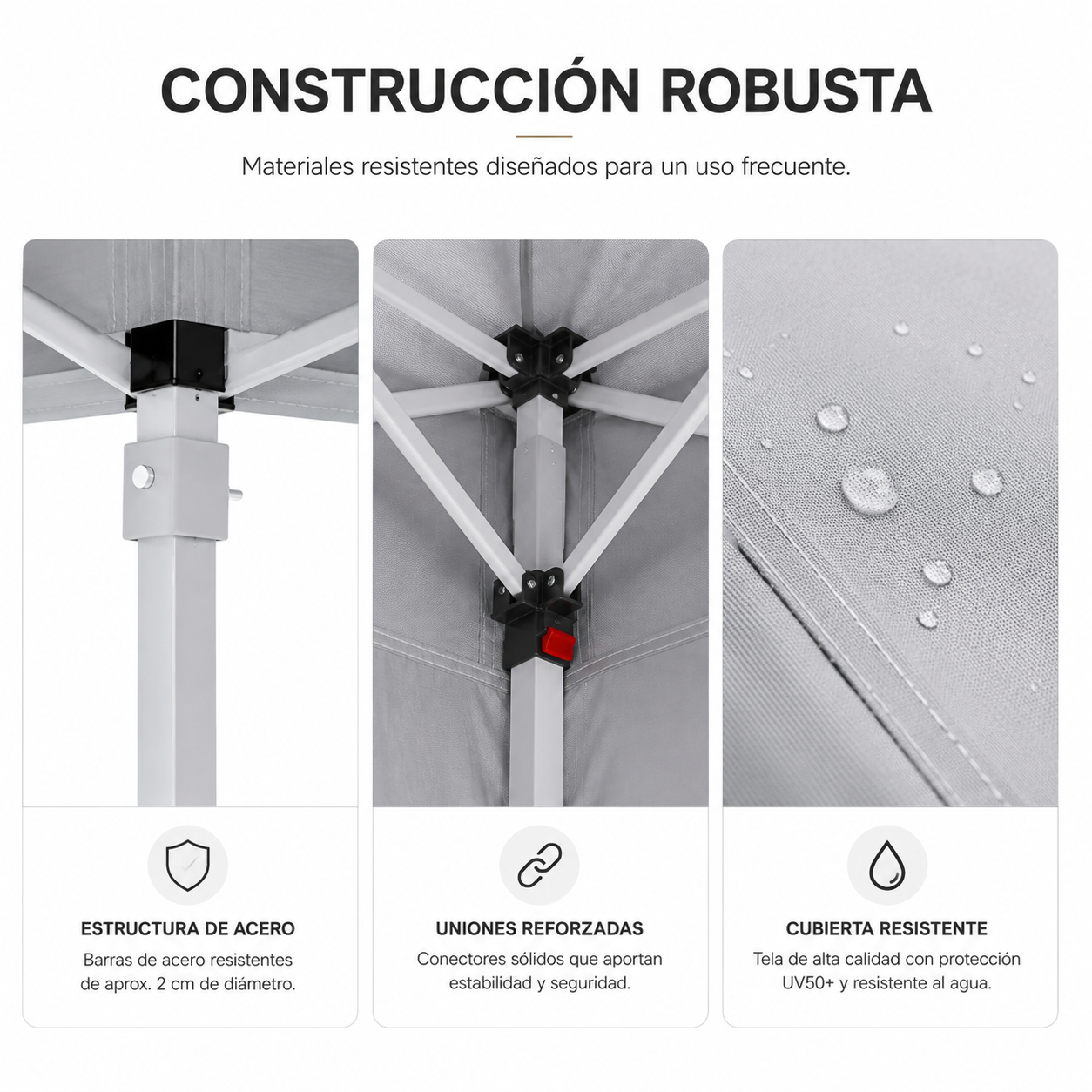 Tente pliable 3x3 M avec 4 parois latérales et structure renforcée