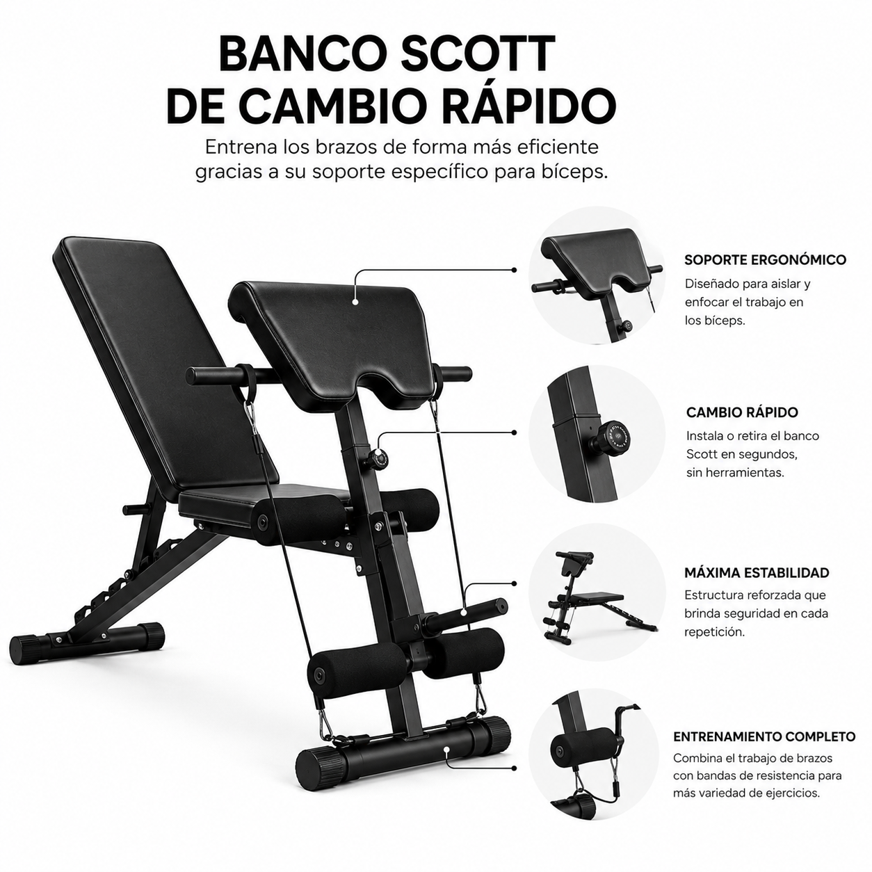 Banco De Musculación Plegable 2 En 1 Scott 120 Kg