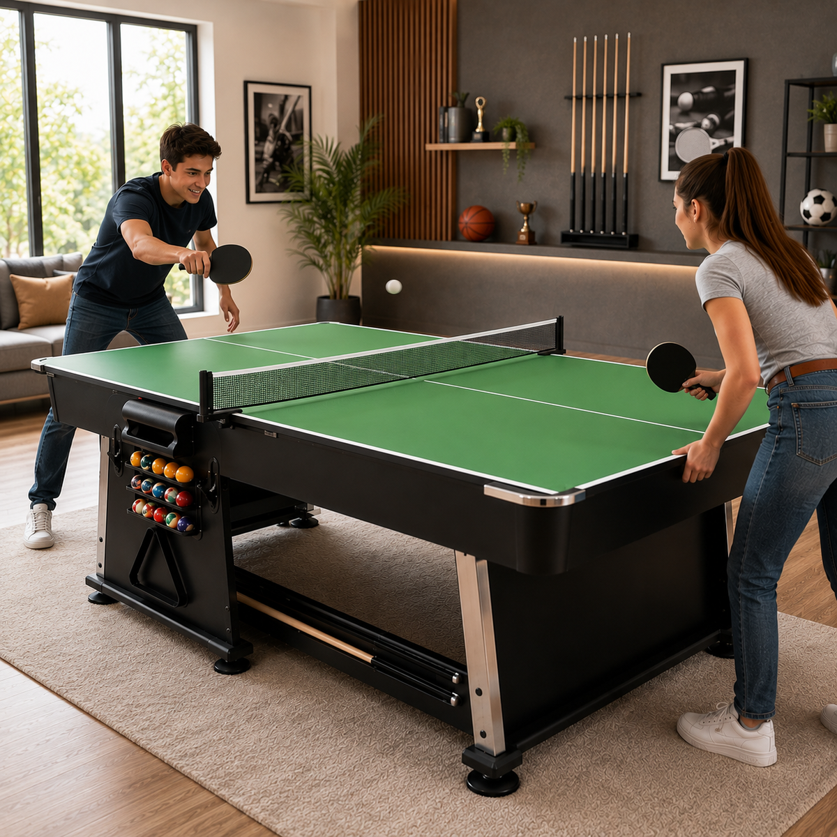 Mesa Multijuegos 3 En 1 Billar Y Ping Pong 210 Cm