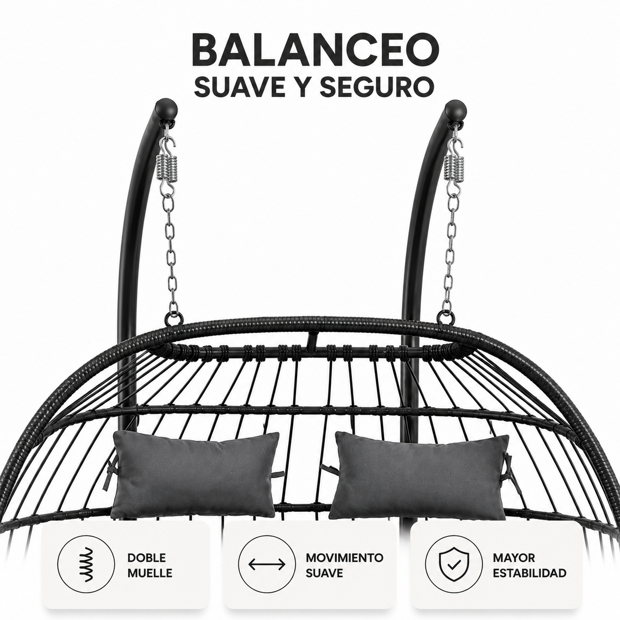 Chaise Suspendue Double Œuf 2 Personnes Gris
