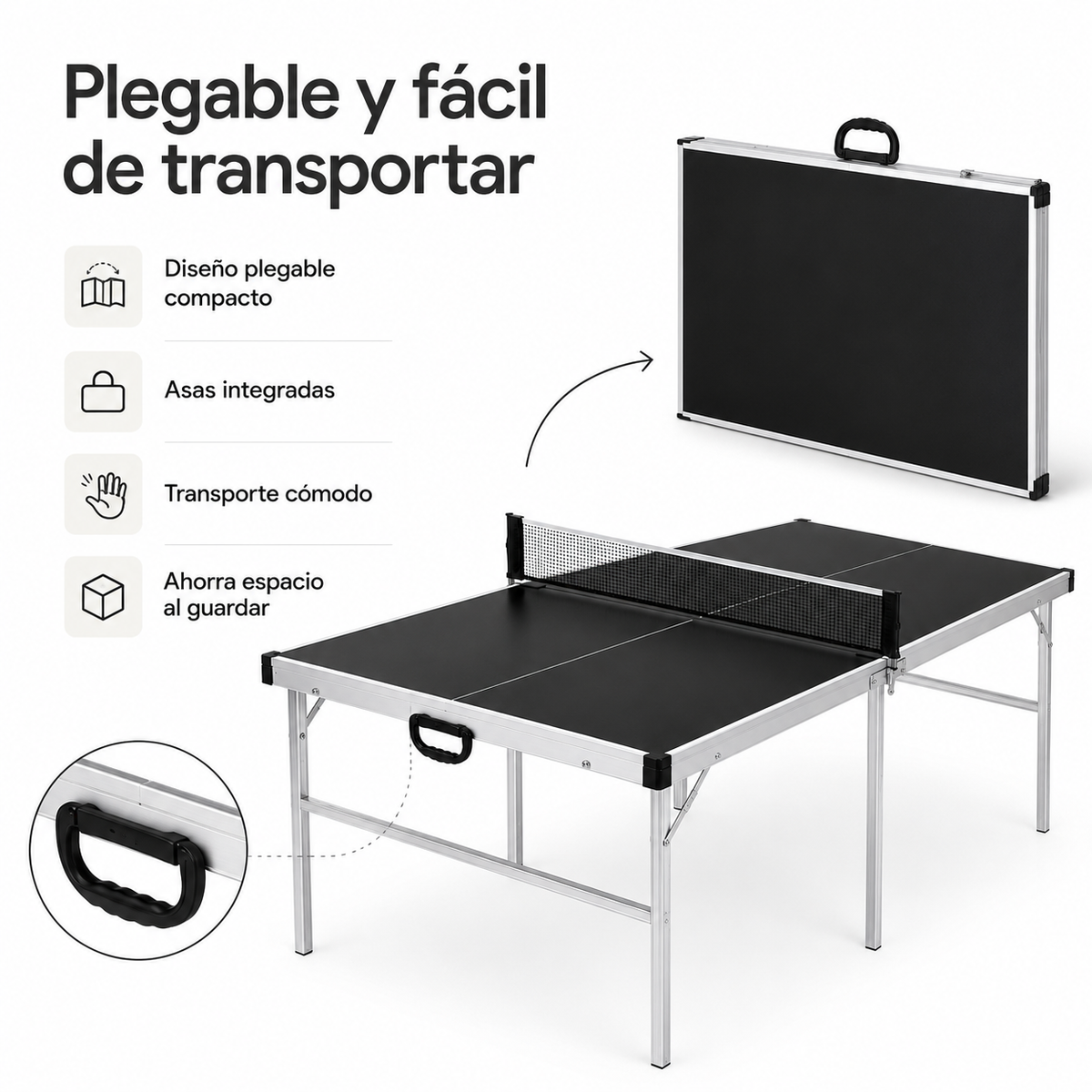 Mesa de Ping Pong Plegable con red 182x91 cm