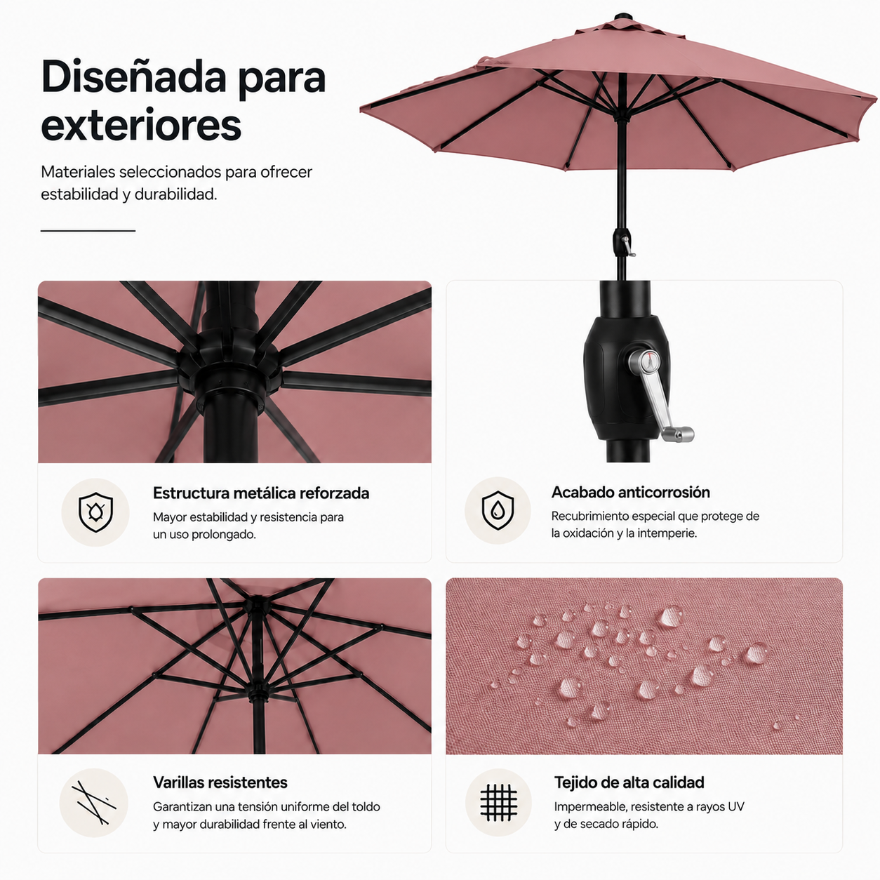 Parasol 3 mètres de jardin réglable protection UV
