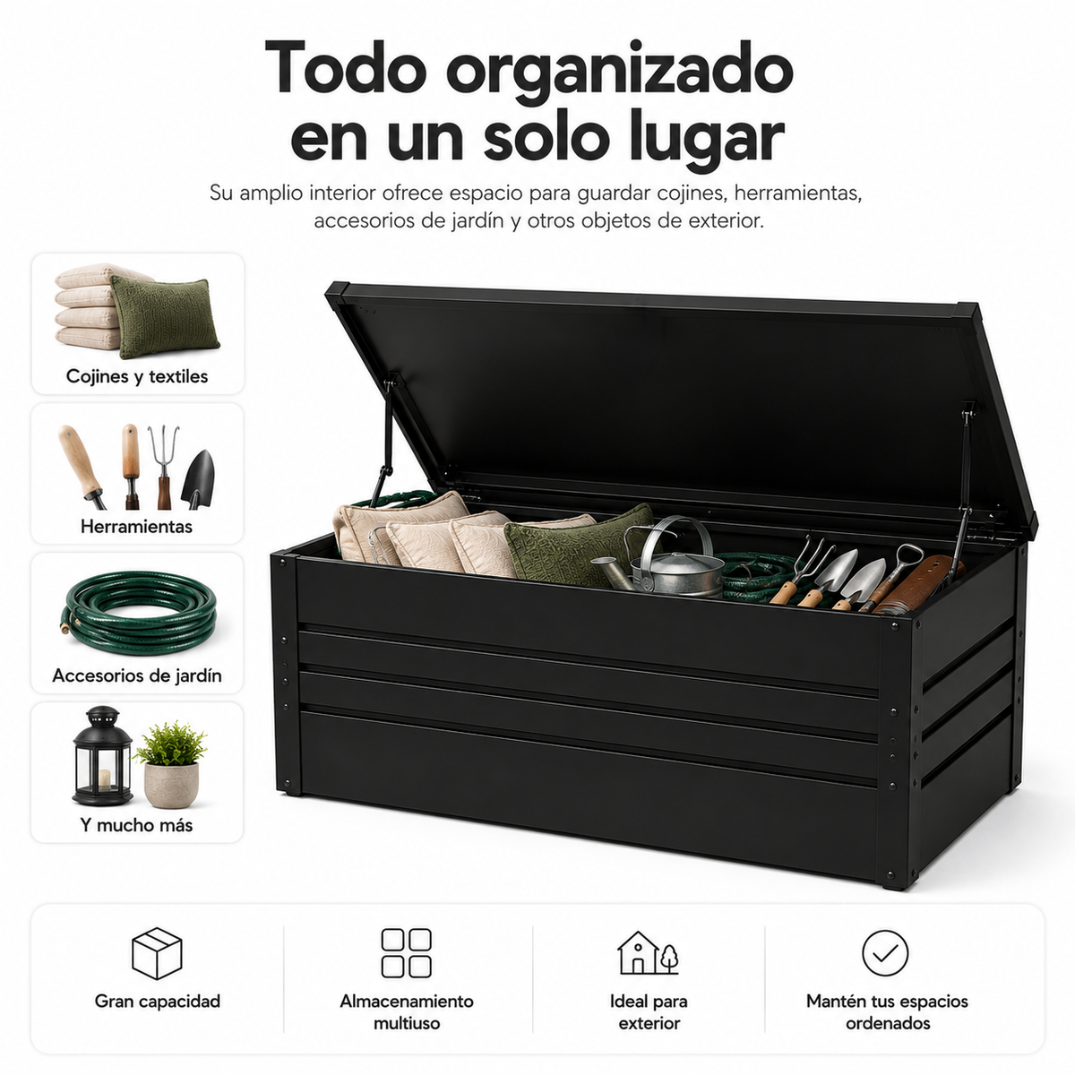 Baule Metallico Esterno con Coperchio Idraulico e Chiusura con Chiave