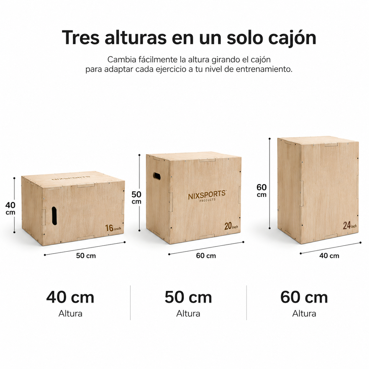 Caisse pliométrique en bois trois hauteurs