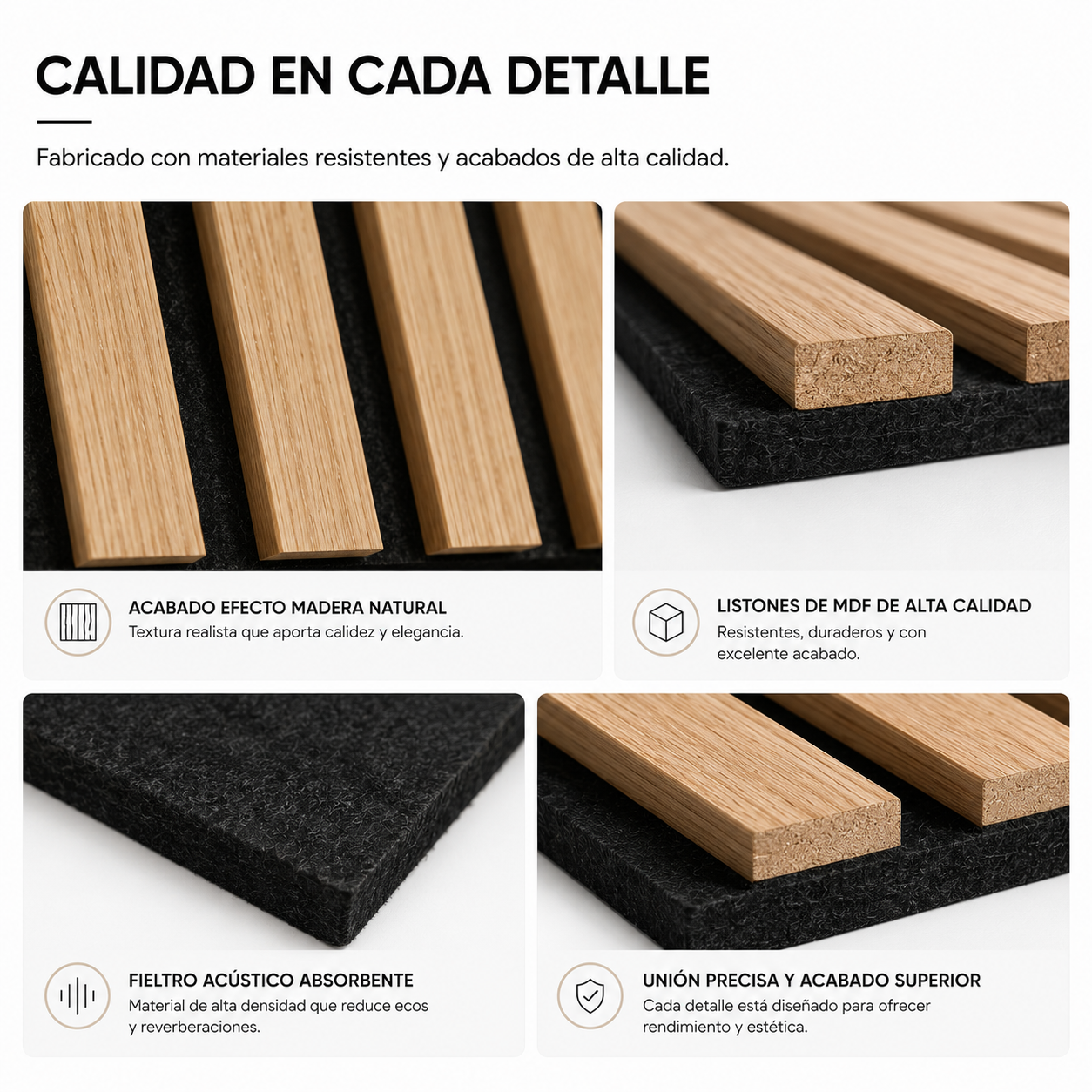 Akustikpaneel MDF Holzoptik mit Filz 240x60 cm