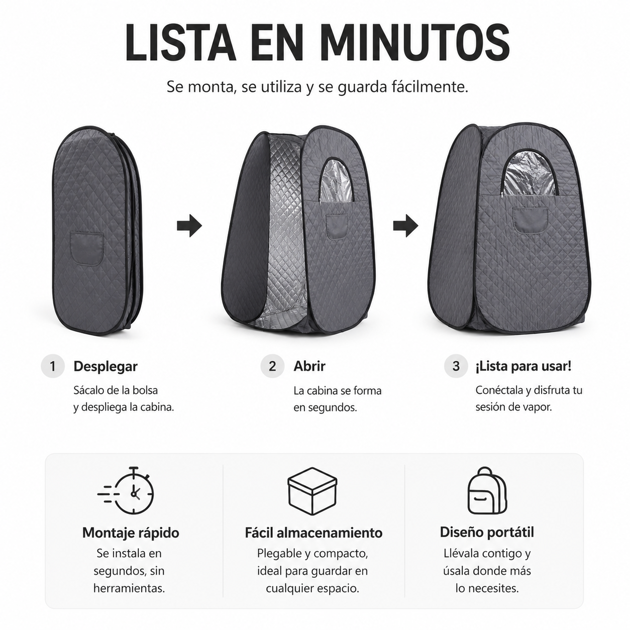 Sauna portable à vapeur avec cabine pliante et générateur indépendant