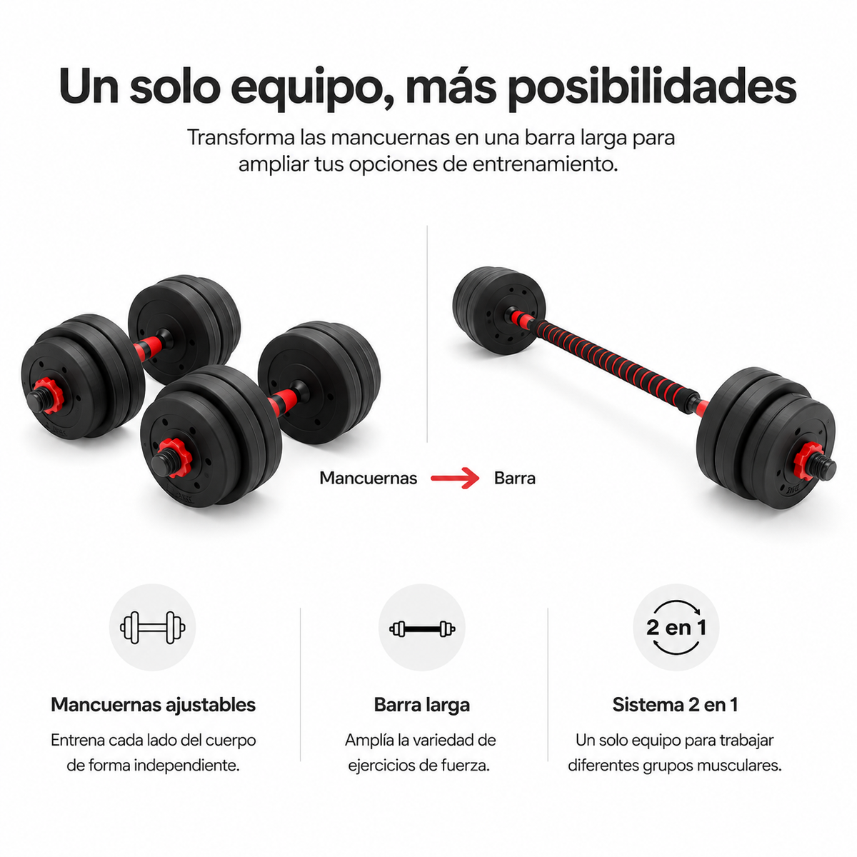 Manubri Regolabili con Barra Multifunzionale 30 Kg