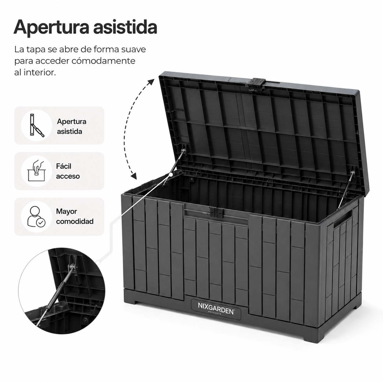 Coffre de jardin anthracite résine résistante effet rotin imperméable