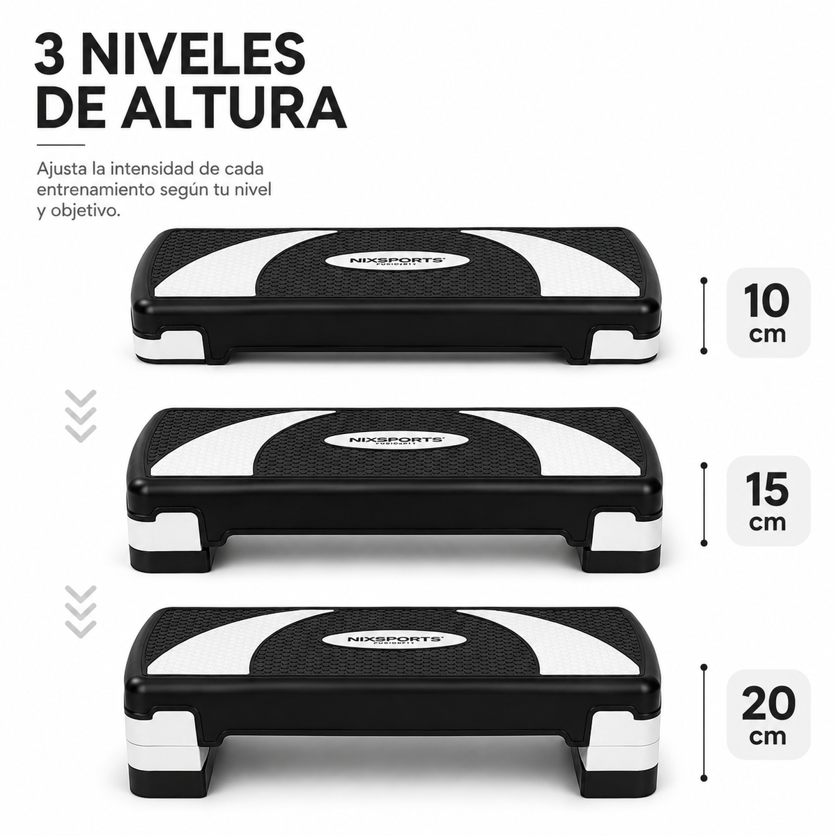 Step Aeróbico Regulable con 3 Alturas y Superficie Antideslizante