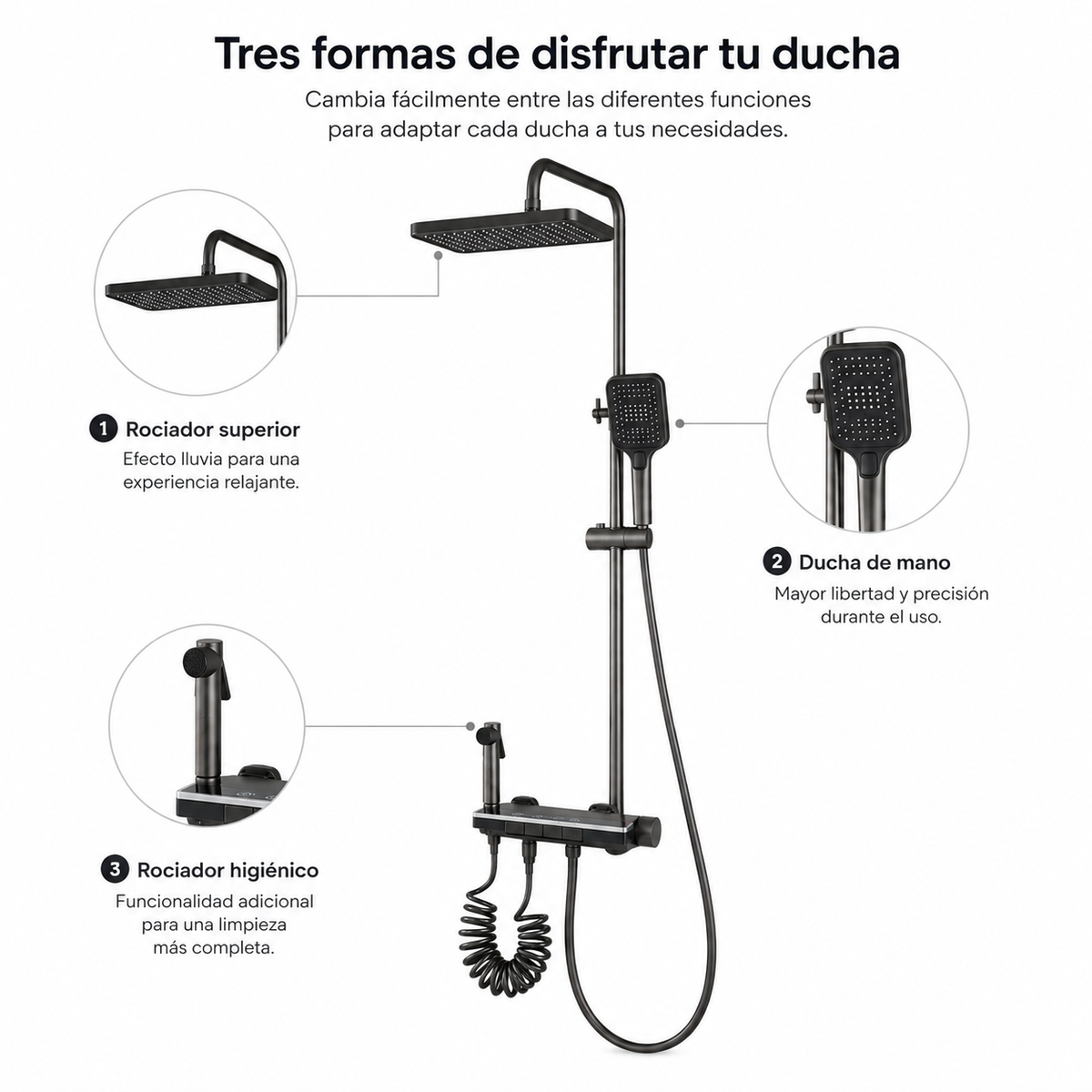 Columna De Ducha Termostática Con Rociador Superior