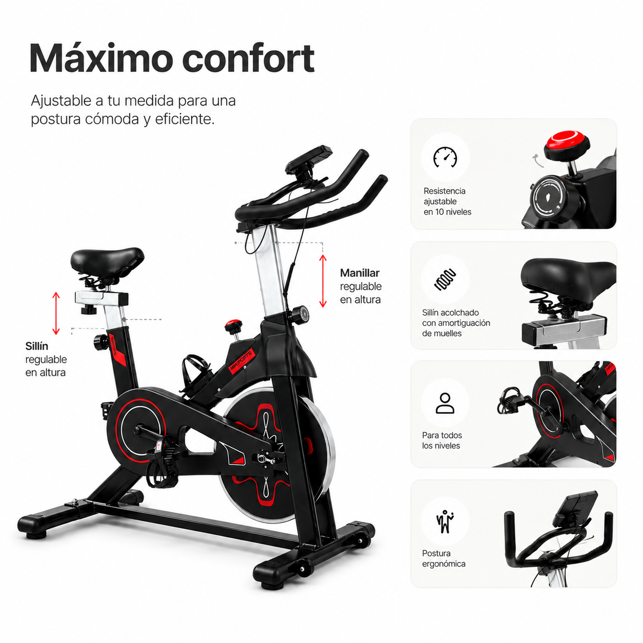 Bicicleta Estática de Spinning con Resistencia Ajustable y Pantalla LCD